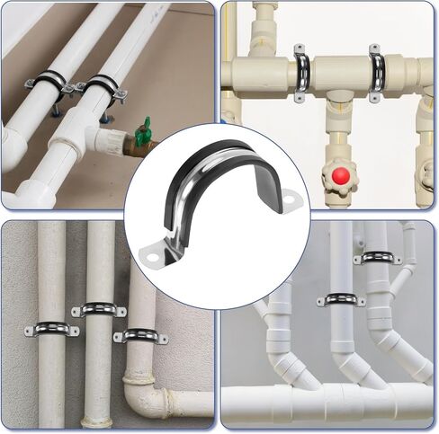 2 Inch 2 Hole Strap Clamp 10PCS U Bracket Conduit Clamp Reinforced Rigid Strap Rubber Cushioned Insulated Straps Conduit Fastener with Rubber Straps for Mounting Plumber Installation(50mm) in Saudi Arabia
