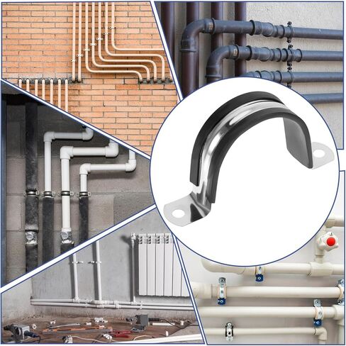 2 Inch 2 Hole Strap Clamp 10PCS U Bracket Conduit Clamp Reinforced Rigid Strap Rubber Cushioned Insulated Straps Conduit Fastener with Rubber Straps for Mounting Plumber Installation(50mm) in Saudi Arabia