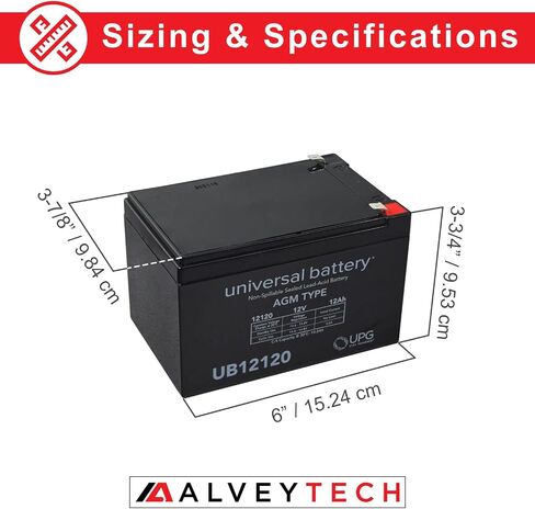 Alveytech 36 Volt Lead Lead Acid Battery Pack for Razor SX500 Dirt Rocket Bike (12 AH ، مع تسخير) - مجموعة بديلة من 3 بطاريات AGM قابلة لإعادة الشحن مع تسخير الأسلاك in Kuwait