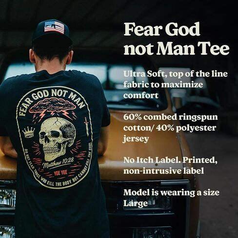 Yee Yee Apparel Fear of God T Shirt – Men’s Graphic Tees and Short Sleeve Shirts with Front and Back Design (4X-Large) in Saudi Arabia