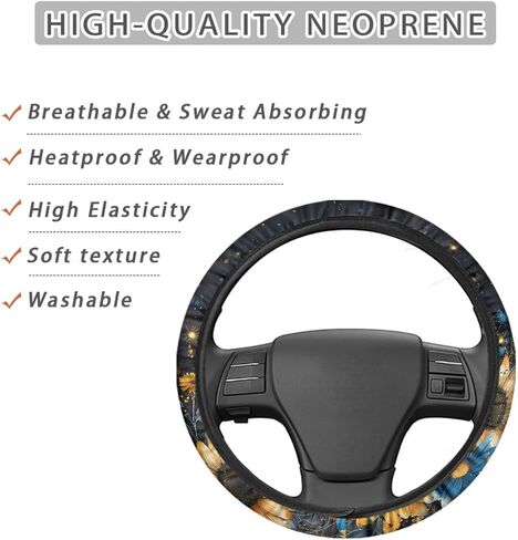 Sunflower Chicken Print Steering Wheel Cover for Women Men Trendy Design Car Interior Decor & Protector Cover for Steering Wheel in Kuwait