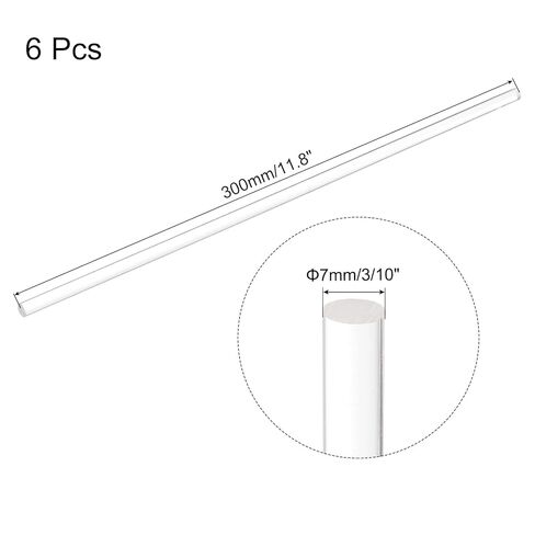 meccanixity 6pcs قضبان جولة أكريليك 9/32 "× 12" قضبان وذر الاكريليك واضحة العصي العصي البلاستي in Saudi Arabia