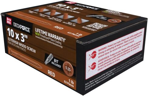 Grip-Rite GRDF3STR1 DeckForce #10 x 3 Nano Coated Wood Screws, Red, 1lb Box in Saudi Arabia