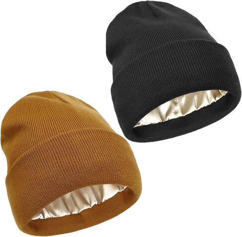 Facecozy 2 عبوة ساتان تصطف قبعة قبعة للنساء القبعات الشتوية الناعمة والدافئة للنساء رجال قبعة قبعة صغيرة in Kuwait
