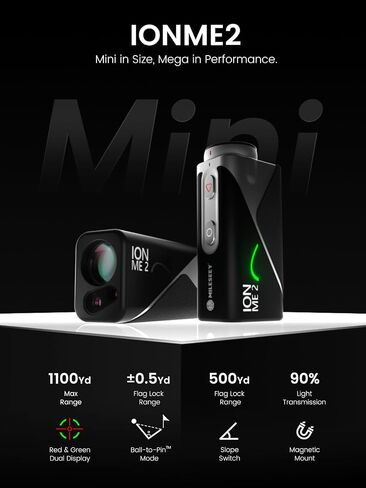 Mileseey IonMe2 Golf Rangefinder مع منحدر -1100 ياردة مجموعة من مجموعة الليزر غولف مع شاشة حمراء وخضراء ، وذراع قطب البول 0.1S مع وضع الكرة إلى وضع ، 6x مغناطيسي القابلة لإعادة الشحن in Kuwait