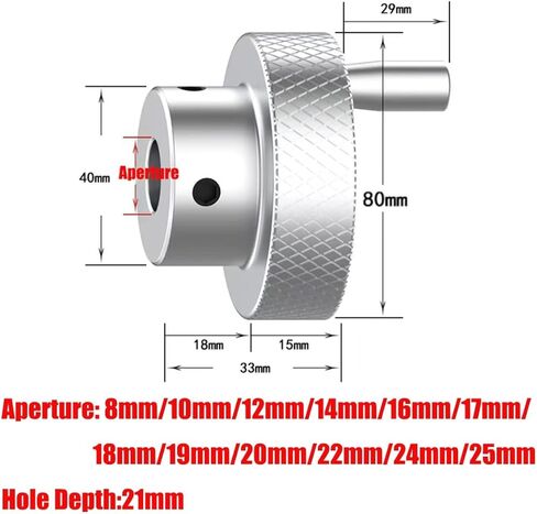 فتحة عجلات اليد من سبيكة الألومنيوم 8-25 ملم العجلة المعدنية 80 ملم OD مع مقبض الدوران مع البراغي و المفارق وجعها لتوضيح مخرطة مخرطة منصة CNC (80 مم*ملم) in Kuwait
