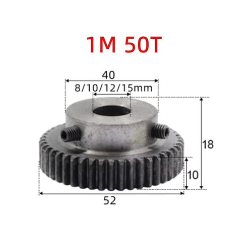 Pinion Hardware for Mechanical Rotation 1pcs 1M50T Spur Gear Bore 15mm 1 Mod 50 Teeth Motor Gear Low Steel Metal Gear for Motor(1pc 1M 50 Teeth) in Kuwait
