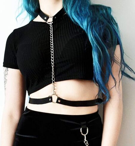 Fstrend Chest Harness Chain Body Body Body Body Leather Leather Punk Assum in Saudi Arabia