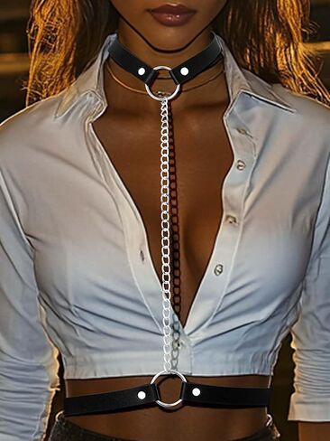 Fstrend Chest Harness Chain Body Body Body Body Leather Leather Punk Assum in Saudi Arabia