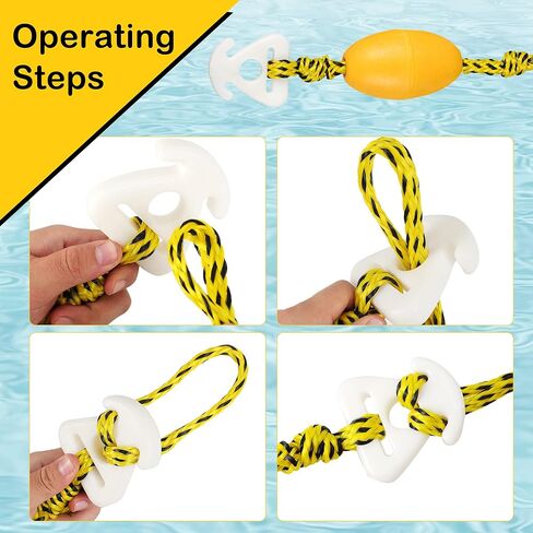 Boat Tow Harness for Tubing, 5000lbs Heavy Duty, 360° Swivel Pulley, Floating Design, 304 Stainless Steel Hooks (1.1in), 17ft & 24ft in Saudi Arabia