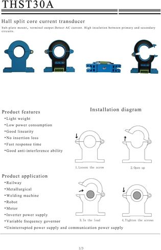 Sensor THST30A Input 100A/200A/300A/500A/600A/800A/1000A Output 4-20mA Supply Voltage +24V(1000A 4-20mA 24V) in Saudi Arabia