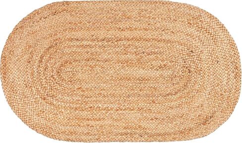 HUAHOO Jute Rug - Natural Hand Woven Jute Area Rug, 2' Round Rugs for Outdoor and Indoor, Farmhouse Rug for Dining Room Kitchen, Living Area, Under Table (Natural, 2ft Round) in Kuwait
