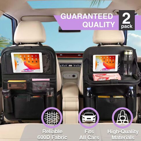 منظم المقعد الخلفي للسيارات، 2 قطعة من حصيرة تنظيم الأغراض بالمقعد الخلفي مع حامل طاولة للأطفال الصغار، إكسسوارات السفر in Kuwait