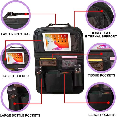 منظم المقعد الخلفي للسيارات، 2 قطعة من حصيرة تنظيم الأغراض بالمقعد الخلفي مع حامل طاولة للأطفال الصغار، إكسسوارات السفر in Kuwait