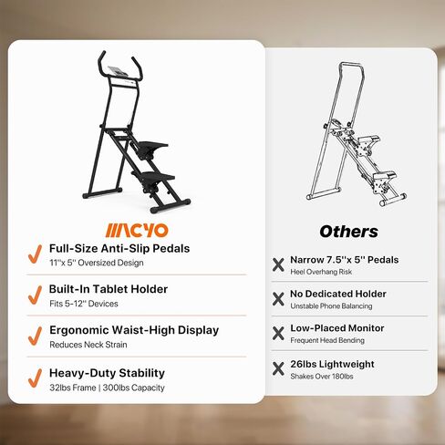 MACYO Stair Stepper for Home Workout - Full-Size Foot Pedals with Tablet Holder, Foldable Stepping Climbers, Easy Assembly, Compact Design for Cardio & Leg Training in Saudi Arabia