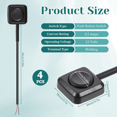 4 PCS زر الضغط لحظة التبديل 12V التبديل لحظة صغيرة القشرة السود in Saudi Arabia