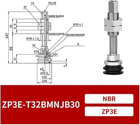 1Pcs ZP3E-T32/40/50UMN/BMN Black NBR Pneumatic Industrial Round Heavy Duty Vacuum Suction Cup(ZP3E-T32BMNJB30) in Saudi Arabia