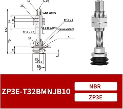 1Pcs ZP3E-T32/40/50UMN/BMN Black NBR Pneumatic Industrial Round Heavy Duty Vacuum Suction Cup(ZP3E-T32BMNJB30) in Saudi Arabia