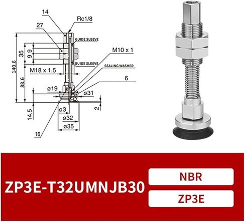 1Pcs ZP3E-T32/40/50UMN/BMN Black NBR Pneumatic Industrial Round Heavy Duty Vacuum Suction Cup(ZP3E-T32BMNJB30) in Saudi Arabia