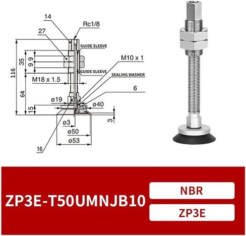 1Pcs ZP3E-T32/40/50UMN/BMN Black NBR Pneumatic Industrial Round Heavy Duty Vacuum Suction Cup(ZP3E-T32BMNJB30) in Saudi Arabia