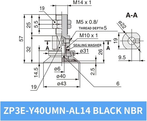 1PCS ZP3E-Y32/40/50/63/100/125UMS مسطح أبيض سيليكون كوب شفاف شفاف المصاصة (ZP3E-Y125UMS-AL16) in Saudi Arabia