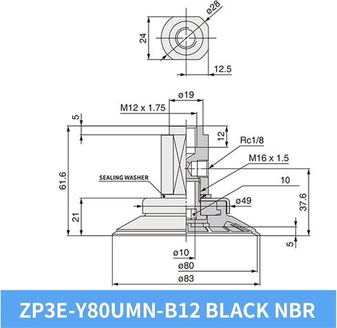 1PCS ZP3E-Y32/40/50/63/100/125UMS مسطح أبيض سيليكون كوب شفاف شفاف المصاصة (ZP3E-Y125UMS-AL16) in Saudi Arabia
