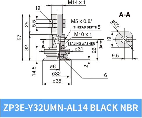 1PCS ZP3E-Y32/40/50/63/100/125UMS مسطح أبيض سيليكون كوب شفاف شفاف المصاصة (ZP3E-Y125UMS-AL16) in Saudi Arabia