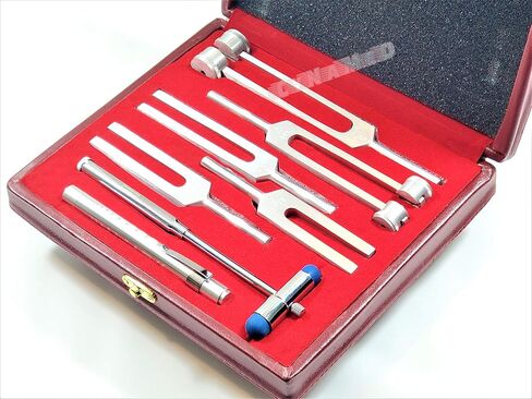 New Set of 6 Tuning Fork Set Medical Surgical Chiropractic Physical Diagnostic Instruments Plus Pen Light in a Beautiful Carrying CASE in Saudi Arabia