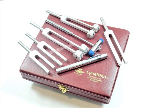 New Set of 6 Tuning Fork Set Medical Surgical Chiropractic Physical Diagnostic Instruments Plus Pen Light in a Beautiful Carrying CASE in Saudi Arabia