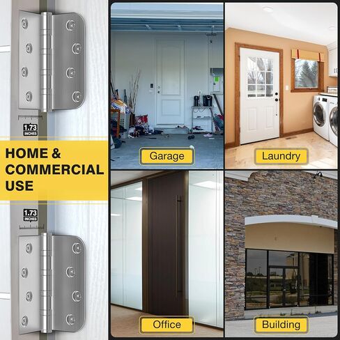 KOLET Ball Bearing Door Hinges, 4 x 4 Inches Door Hinges, Square and 5/8'' Radius Corner, Heavy Duty Stainless Steel Hinges, Smooth and Quiet, Non Removable Pin, Brushed Nickel, 3 Pack in Saudi Arabia