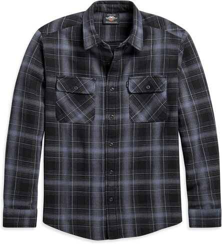 Harley-Davidson Men's Vintage Plaid Long Sleeve Loces Shirt ، Orange 96196-21VM in Saudi Arabia