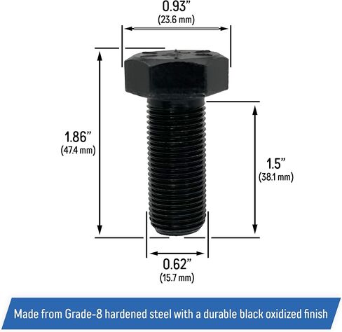 BLADE BOLT 5/8 "-18 × 1-1/2" استبدال لزجاء Bad Boy-ZT ، CZT ، MZ ، Outlaw ، Magnum ، Maverik-Gr 8 Hex Bolt ، 018-6020-00 (4 Pack) in Saudi Arabia