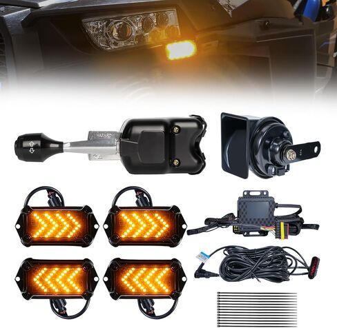 UTV Turn Signal Kit with 110dB Horn, Pre-Wired, Plug and Play UTV ATV Blinker with Rocker Switch, Rectangle Universal Street Legal Turn Signals Compatible with Polaris, Can-Am, Teryx, CFMOTO in Saudi Arabia