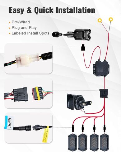 UTV Turn Signal Kit with 110dB Horn, Pre-Wired, Plug and Play UTV ATV Blinker with Rocker Switch, Rectangle Universal Street Legal Turn Signals Compatible with Polaris, Can-Am, Teryx, CFMOTO in Saudi Arabia