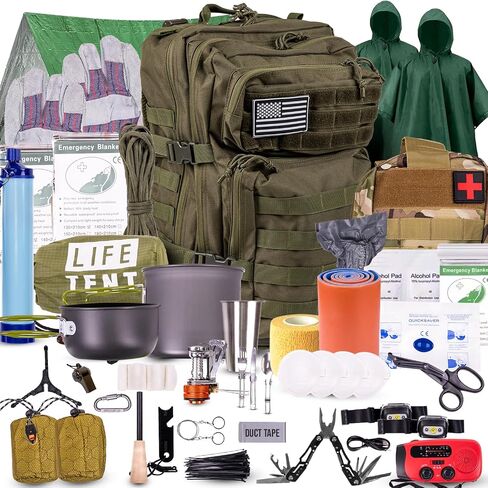 72-Hour Survival Kit | 45L Bug Out Bag | Survival Gear with First Aid, Water Filter, Food, Tools | Camping, Hiking, Outdoor Preparedness Equipment in Saudi Arabia