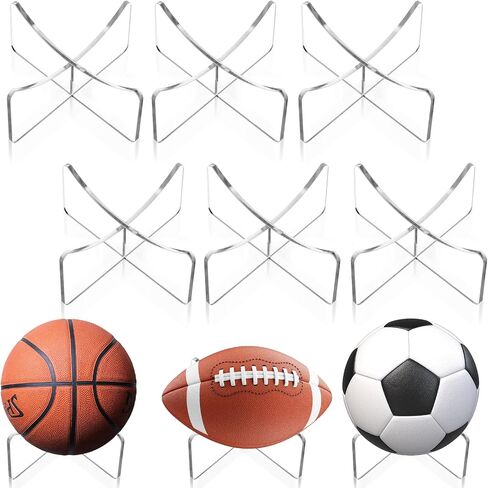 6 PCS كرة السلة Stand Acrylic Basketball حامل كرة القدم Stand Wrayer Football Holder عرض كرة السلة معرض كرة القدم حامل كرة تخزين الكرة لكرة القدم لعبة الركبي كرة القدم in Saudi Arabia