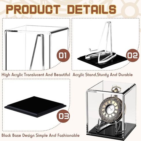 Marsui 2 Pcs Pocket Watch Display Case Acrylic Display Stand Cube Holder 3.54 x 2.76 x 2.76 Inches Protected Cover Clear Box Protected Cabinet Rack Protection Storage Cover Collections in Saudi Arabia