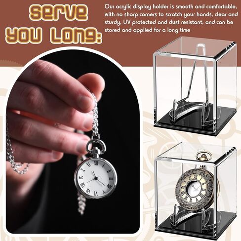 Marsui 2 Pcs Pocket Watch Display Case Acrylic Display Stand Cube Holder 3.54 x 2.76 x 2.76 Inches Protected Cover Clear Box Protected Cabinet Rack Protection Storage Cover Collections in Saudi Arabia