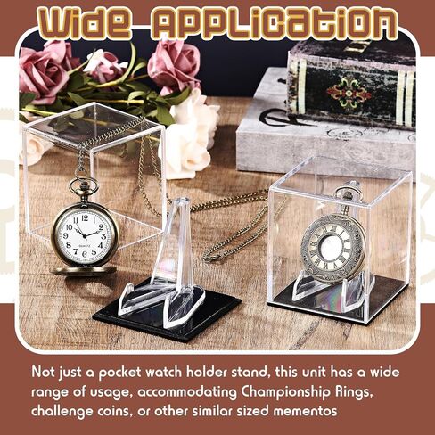 Marsui 2 Pcs Pocket Watch Display Case Acrylic Display Stand Cube Holder 3.54 x 2.76 x 2.76 Inches Protected Cover Clear Box Protected Cabinet Rack Protection Storage Cover Collections in Saudi Arabia
