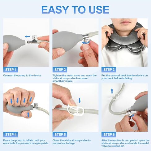 Inflatable & Adjustable Neck Traction Device with Neck Brace,Portable Cervical Traction Device for Instant Neck Pain Relief,Perfect for Home,Office,and Travel(Gray) in Kuwait