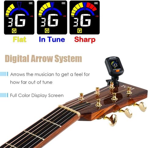 Guitar Tuner Clip On Rechargeable Full Color Display Tuner Guitar Capo with Rosewood Finish Capo 5 PCS Celluloid Picks for Acoustic Electric Guitar Chromatic in Saudi Arabia