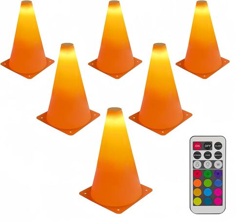 Lexidea LED Light Up Sports Cones (6 Pack) مع التحكم عن بُعد ، ومعدات التدريب الإبداعية لكرة القدم لحفر الرؤية وحفر الرشاقة في الليل ، ومخاريط توهج مع 13 لونًا (مجموعة التحكم في الضوء A) in Saudi Arabia