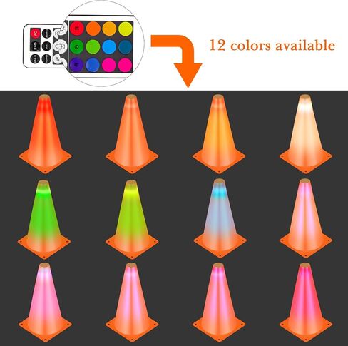 Lexidea LED Light Up Sports Cones (6 Pack) مع التحكم عن بُعد ، ومعدات التدريب الإبداعية لكرة القدم لحفر الرؤية وحفر الرشاقة في الليل ، ومخاريط توهج مع 13 لونًا (مجموعة التحكم في الضوء A) in Saudi Arabia