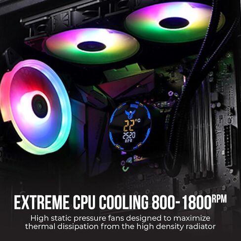 Dracaena AIO CPU Cooler, Color Change Remote, 240mm Radiator, ARGB PWM Fans Quiet Less Than 27DBA, Compatible with AMD AM5/AM4-Intel LGA 1700/1200/115X, Leakproof Technology, High Flow Pump, Black in Kuwait