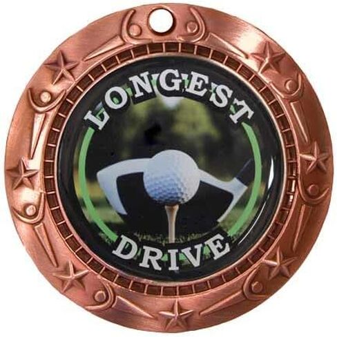 Decade Awards Golf Medal, Longest Drive - Gold, Silver or Bronze | Engraved Golf Medal, World Class with Stars & Stripes Ribbon - 3 Inch Wide - Customize Now in Saudi Arabia