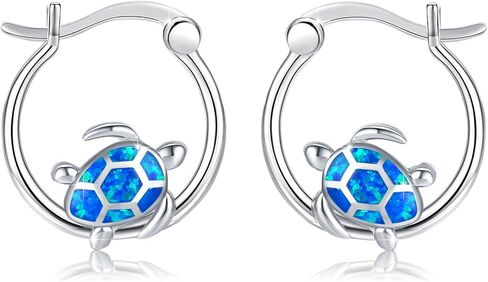 أقراط السلحفاة للنساء S925 SINGLE SILVER HAWAII الأزرق الأزرق السلحفاة SEA TURTLE STARFFISH تتدلى أقراط السلحفاة قطرة حيوانات المحيط أقراط الشاطئ الصيفي للمجوهرات مجوهرات الأم عيد الميلاد in Kuwait