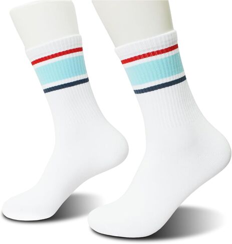 Striped Retro Socks in White/Rainbow, Vintage Socks for Adult, Teens, Men&Women. (232) in Kuwait