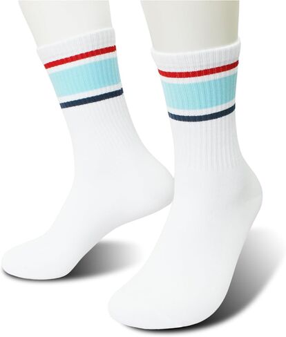 Striped Retro Socks in White/Rainbow, Vintage Socks for Adult, Teens, Men&Women. (232) in Kuwait