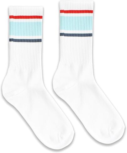 Striped Retro Socks in White/Rainbow, Vintage Socks for Adult, Teens, Men&Women. (232) in Kuwait
