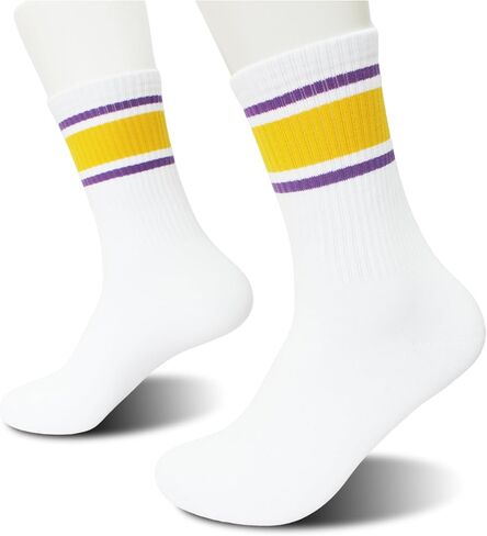 Striped Retro Socks in White/Rainbow, Vintage Socks for Adult, Teens, Men&Women. (232) in Kuwait